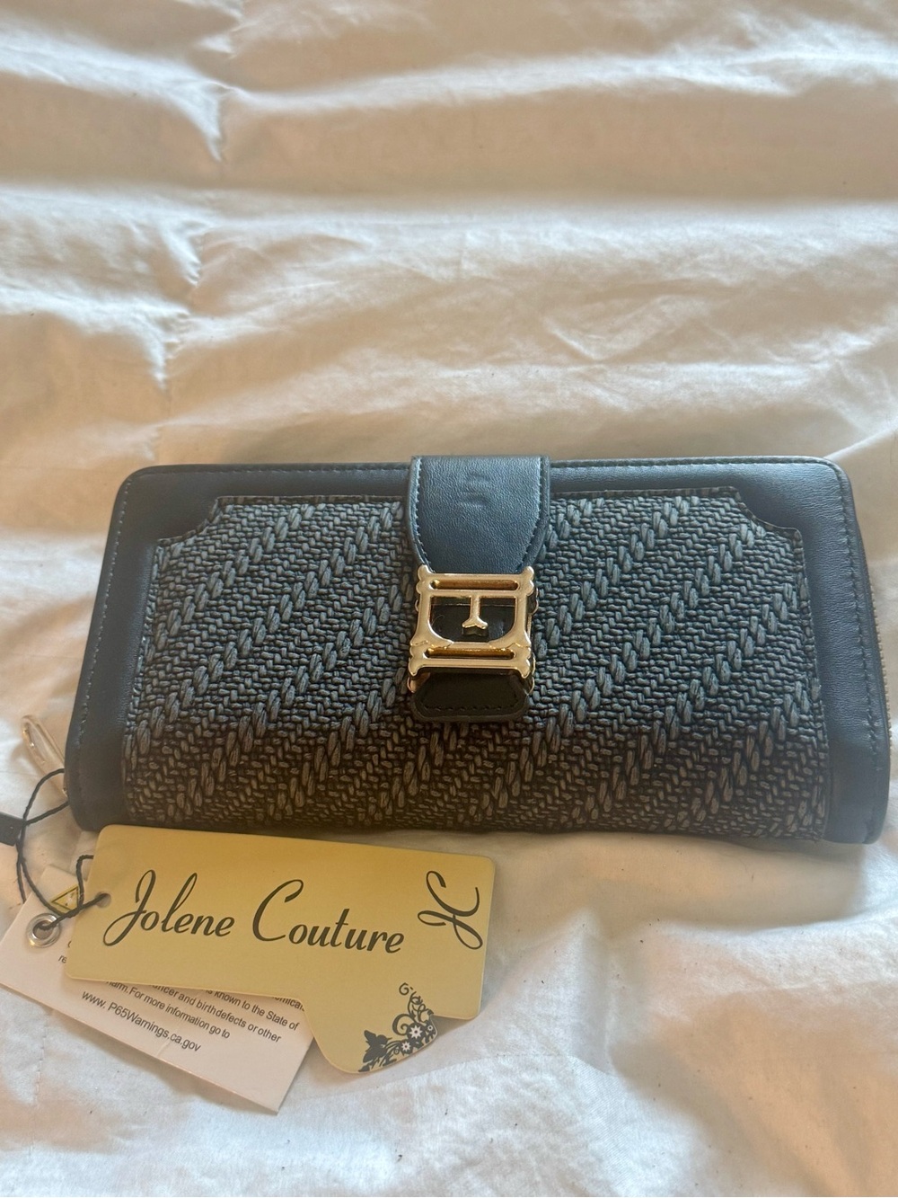 Black Woven-Texture Clutch Wallet